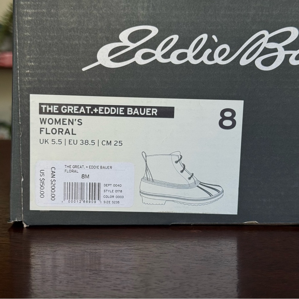 NEW & RARE Eddie Bauer x The Great Women's Rain Boots Floral Duck Boots | Size 8 - Picture 12 of 12